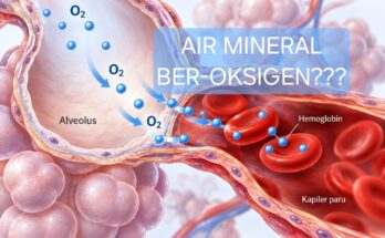 Pertukaran oksigen dari alveolus ke kapiler paru dan pengikatan O₂ oleh hemoglobin.