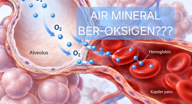 Pertukaran oksigen dari alveolus ke kapiler paru dan pengikatan O₂ oleh hemoglobin.